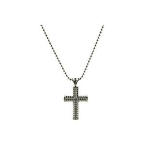 Men's Stainless Steel 2" Herringbone Cross Pendant & 24" Chain Set